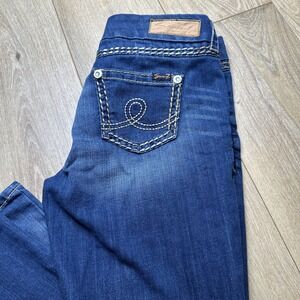Seven 7 Jeans Women's 10P 32x30 Blue Denim Embroidered Boot Cut Stretch Distress
